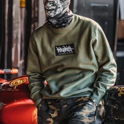 Ride Rich RR Tag Embroidered Box Crew Neck Sweatshirt {Military Green} New Arrivals 10 Ride Rich RR Tag Embroidered Box Crew Neck Sweatshirt {Military Green} New Arrivals
